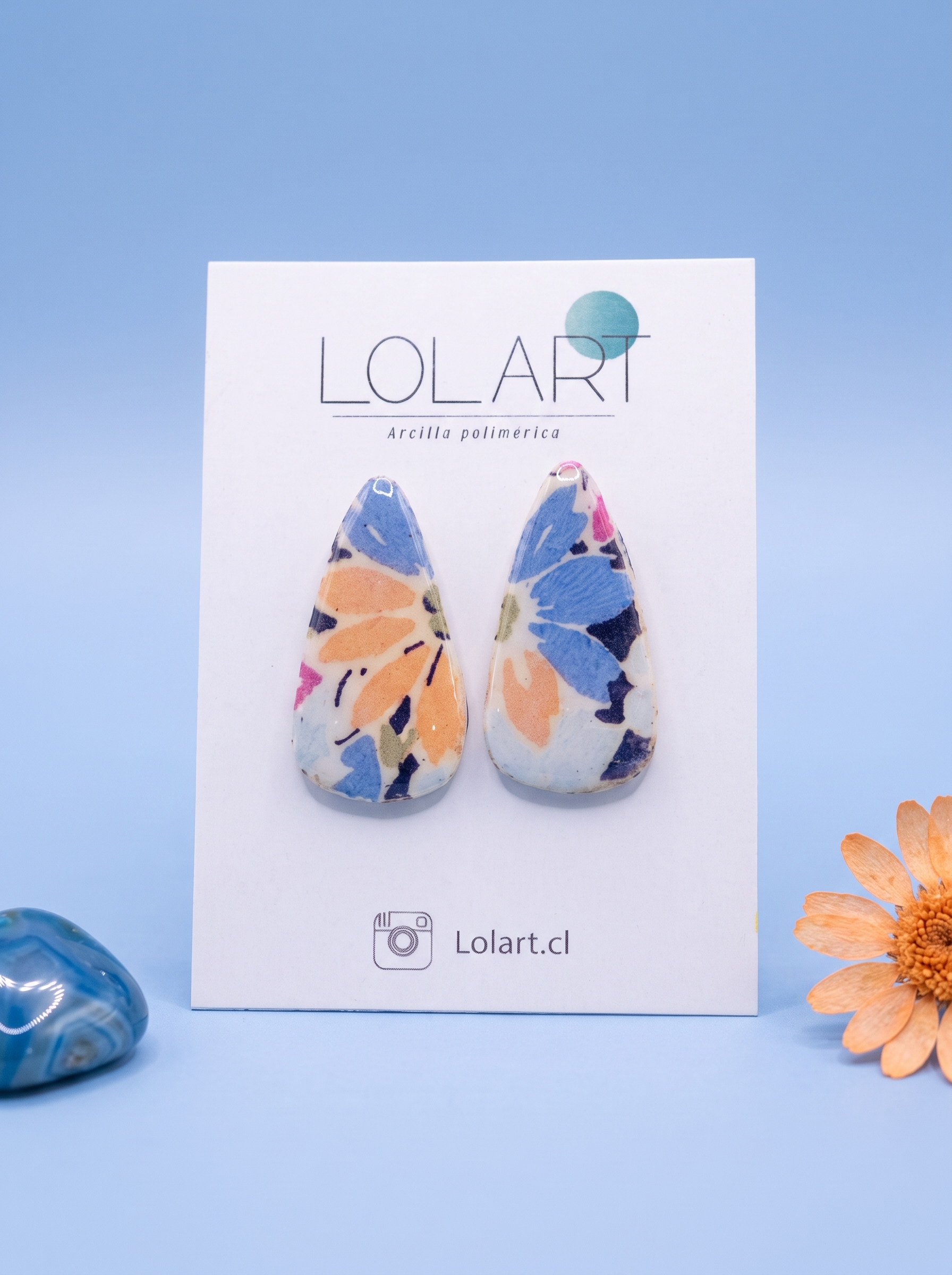 Gota Floral Azul y Durazno