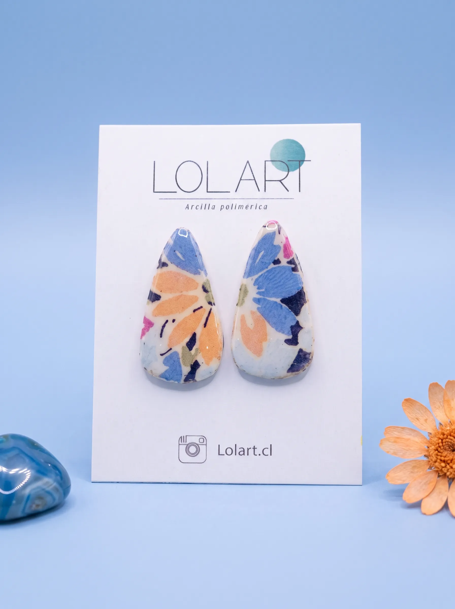 Gota Floral Azul y Durazno